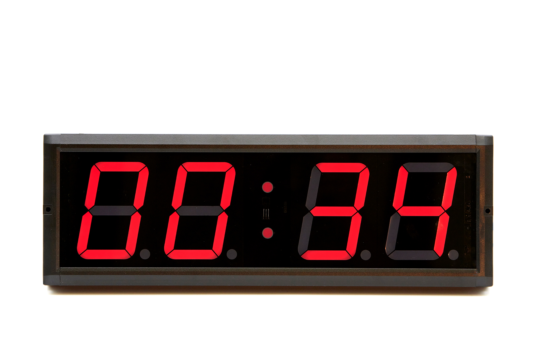 A digital timer with red digital numbers